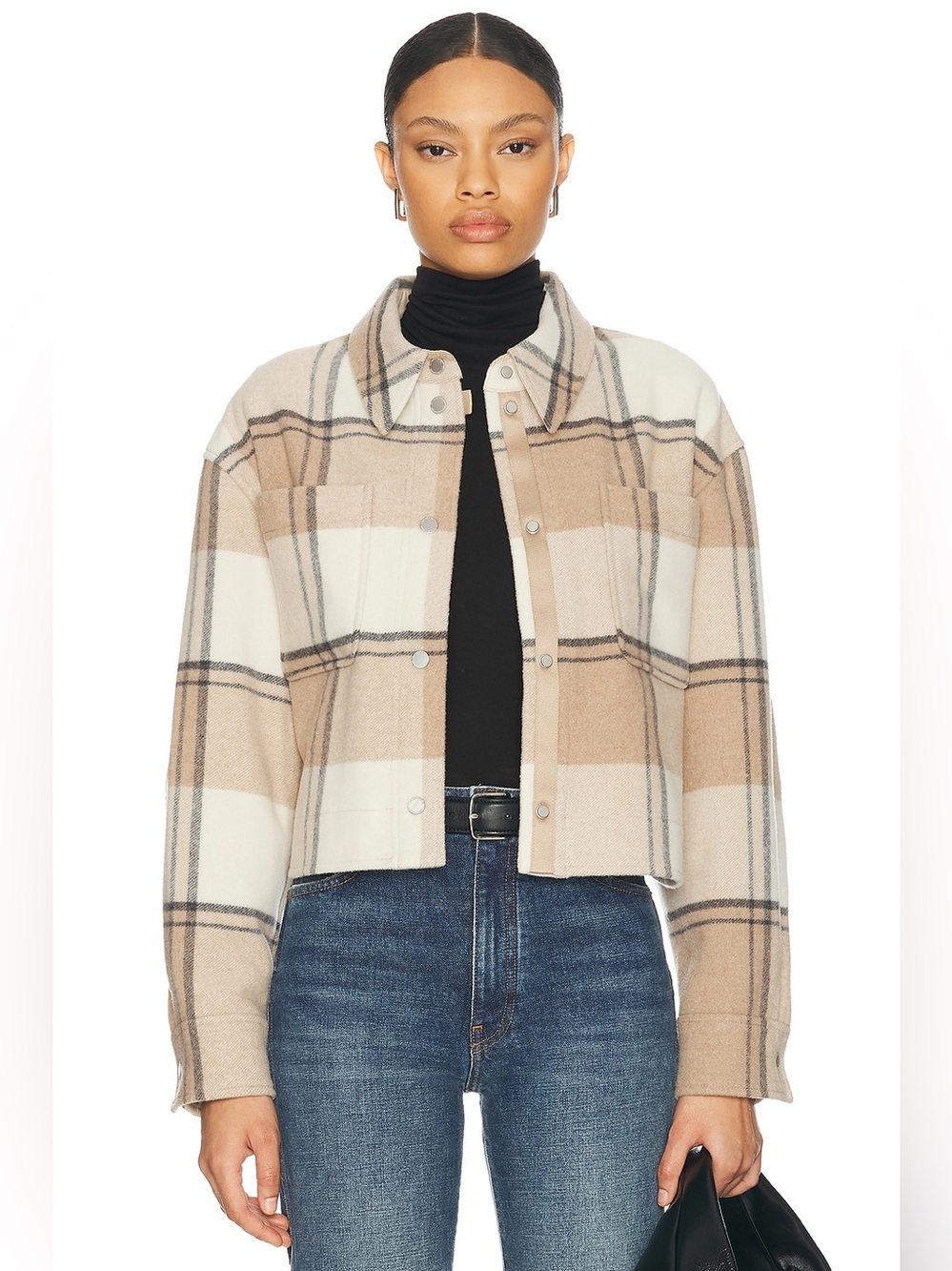 NWT Canada Goose Almandine Cropped Plaid Wool Shirt Jacket Desert Sand M - Picture 1 of 14